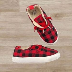 Malibu Blowfish Kids Red and Black Buffalo Check Print Sneakers